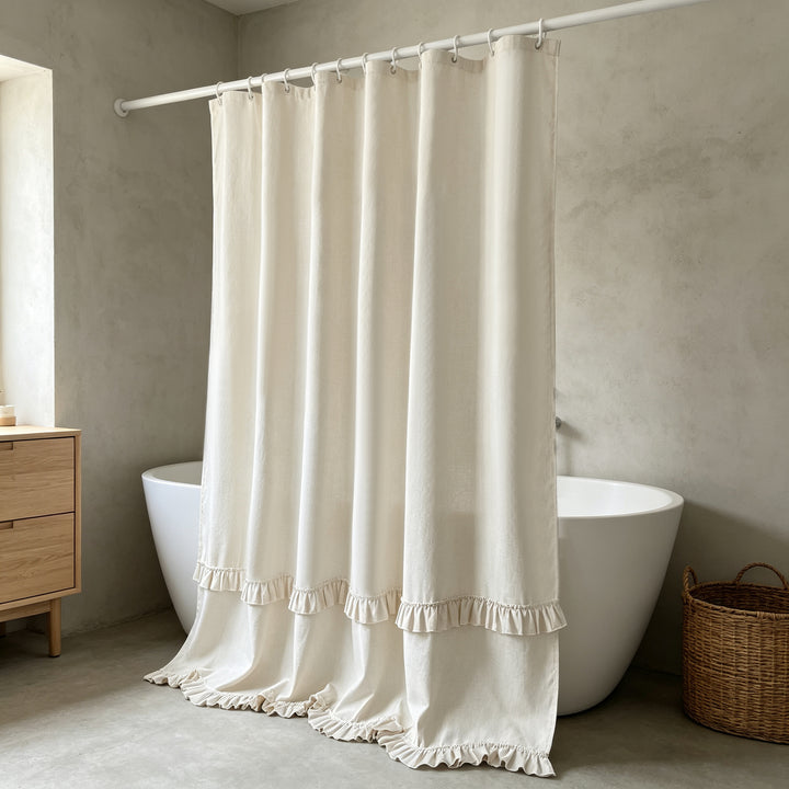 Elegant Ruffled Shower Curtain Stornfield