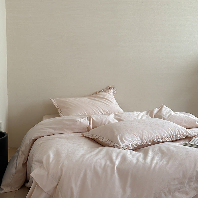 Jacquard Cotton-Sateen Duvet Cover Set with Subtle Woodgrain Texture