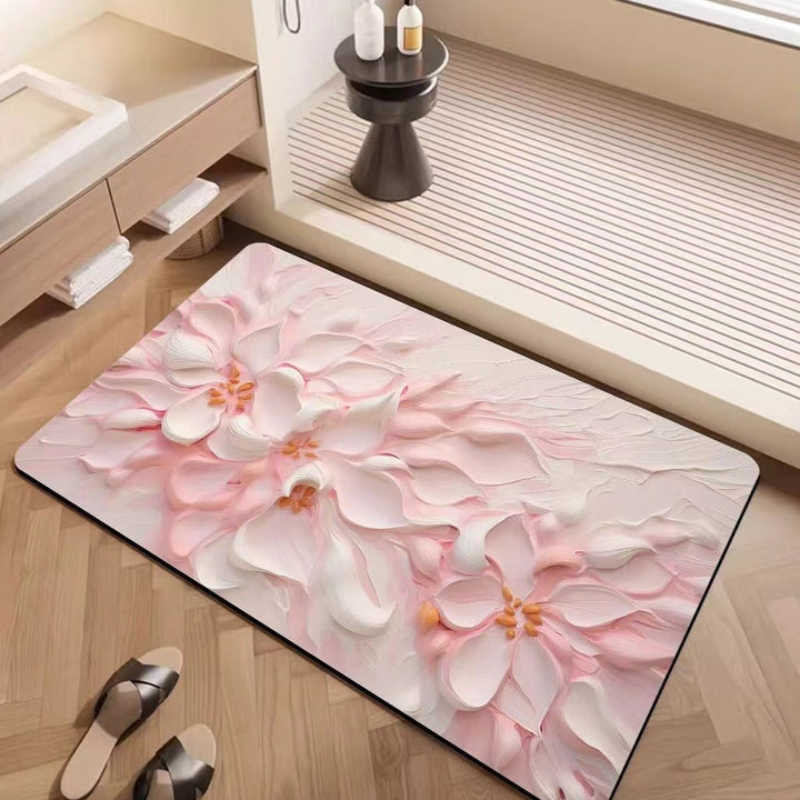 Luxury Textured Floral Bath Mat Stornfield