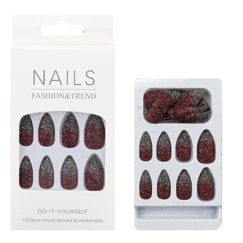 Glittering Almond-Shaped Press-On Nail Tips Stornfield