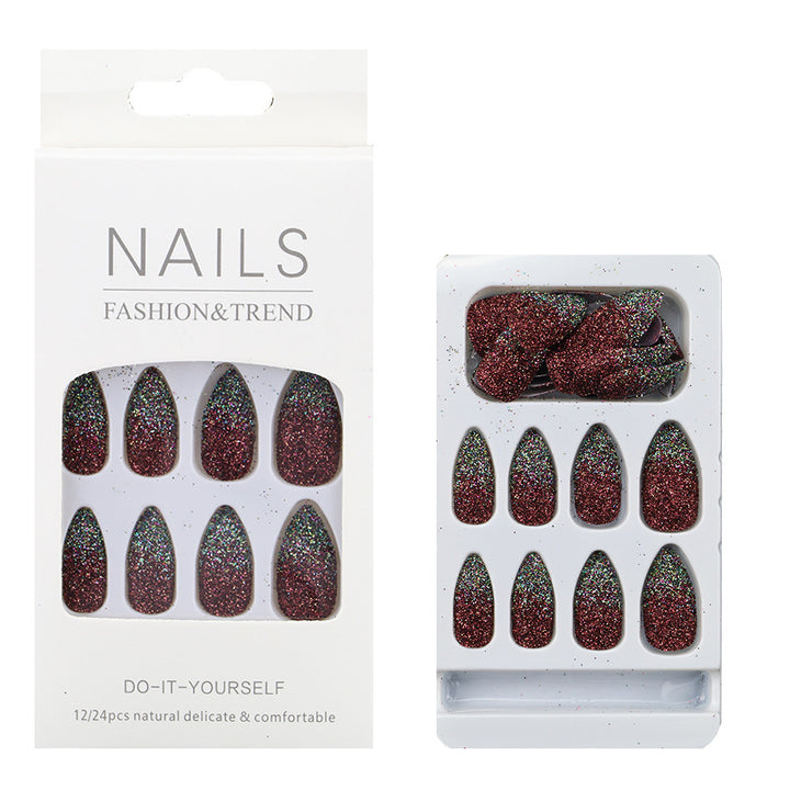 Glittering Almond-Shaped Press-On Nail Tips Stornfield