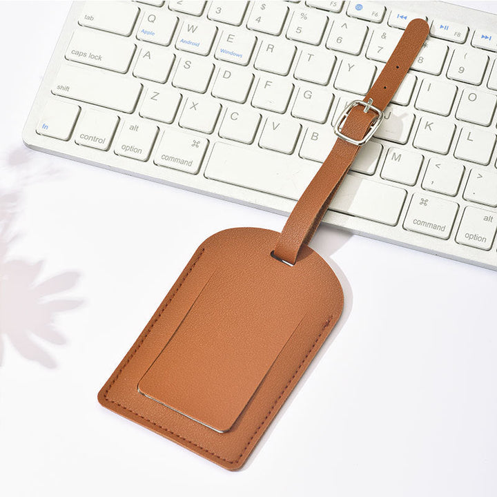 premium PU leather luggage tag with adjustable buckle strap Stornfield