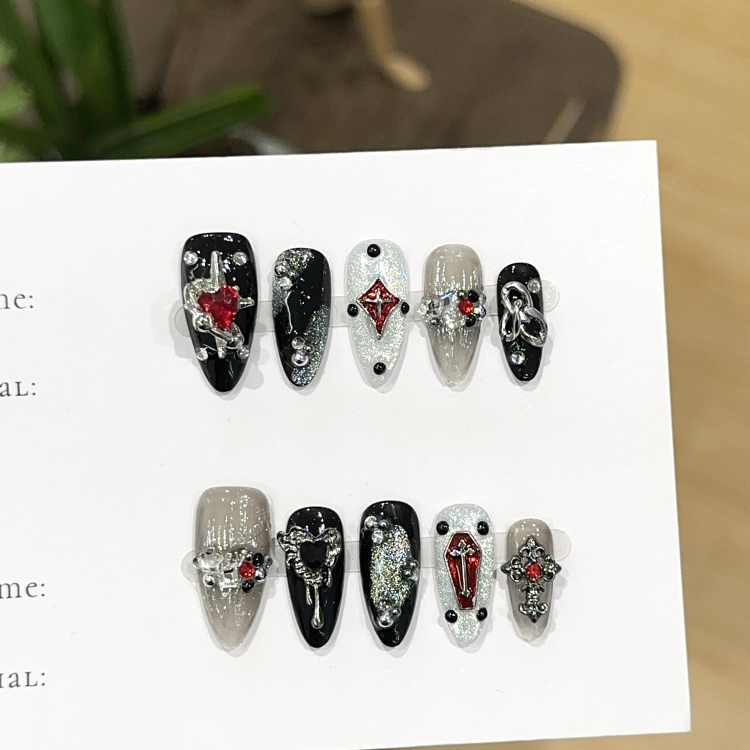 Gothic-Inspired Decorative Press-On Nails