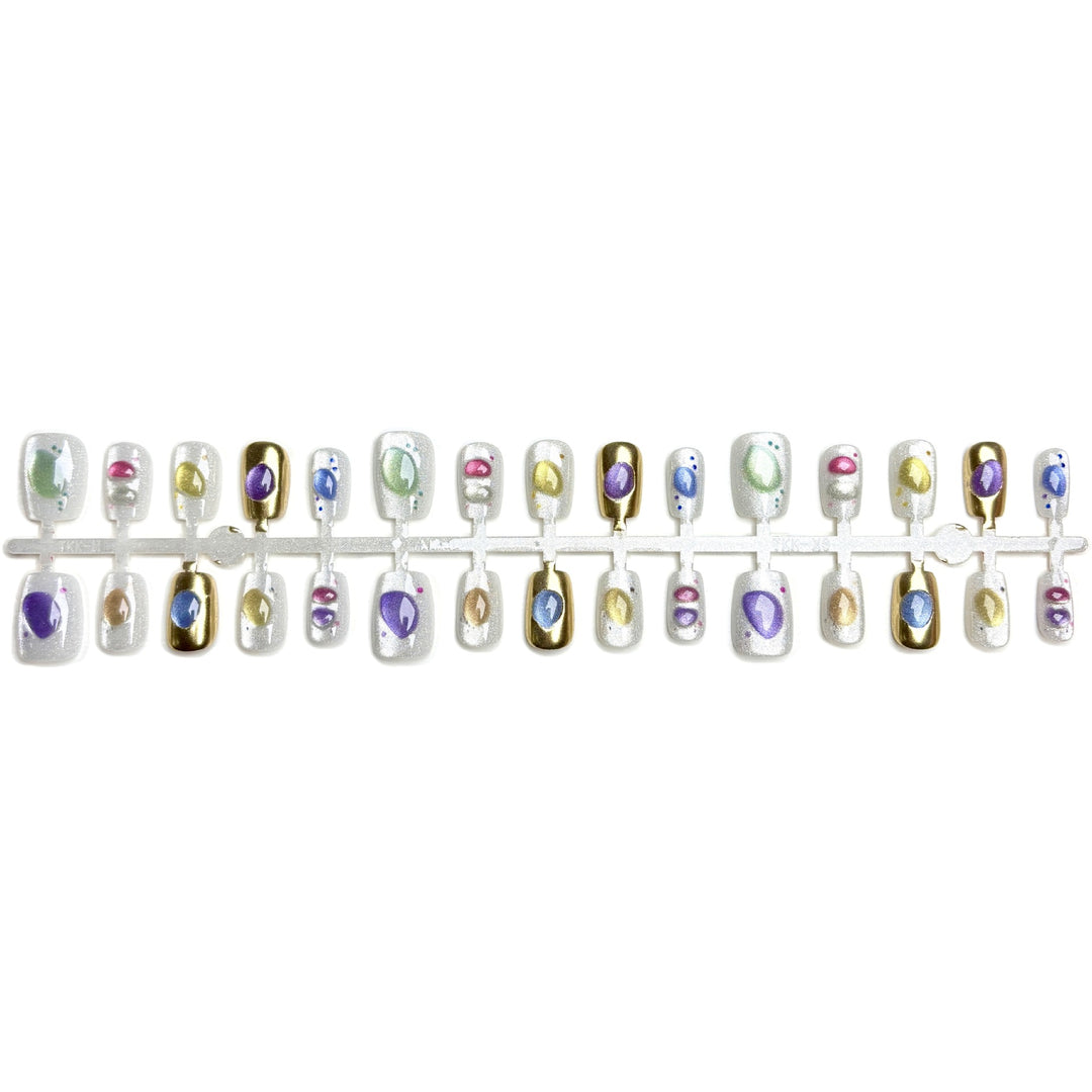 Decorative Press-On Nail Art Set with Unique Gem Accents