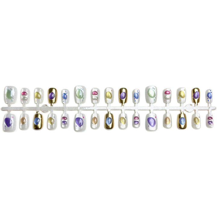 Decorative Press-On Nail Art Set with Unique Gem Accents