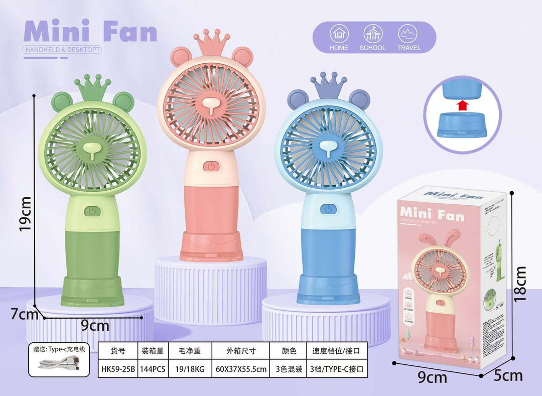 Unisex Handheld Fan with flexible design and integrated USB charging function Stornfield