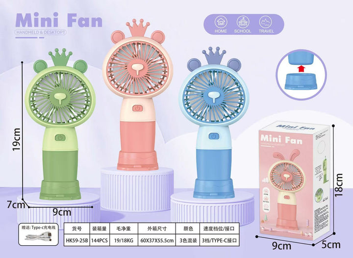 Unisex Handheld Fan with flexible design and integrated USB charging function Stornfield