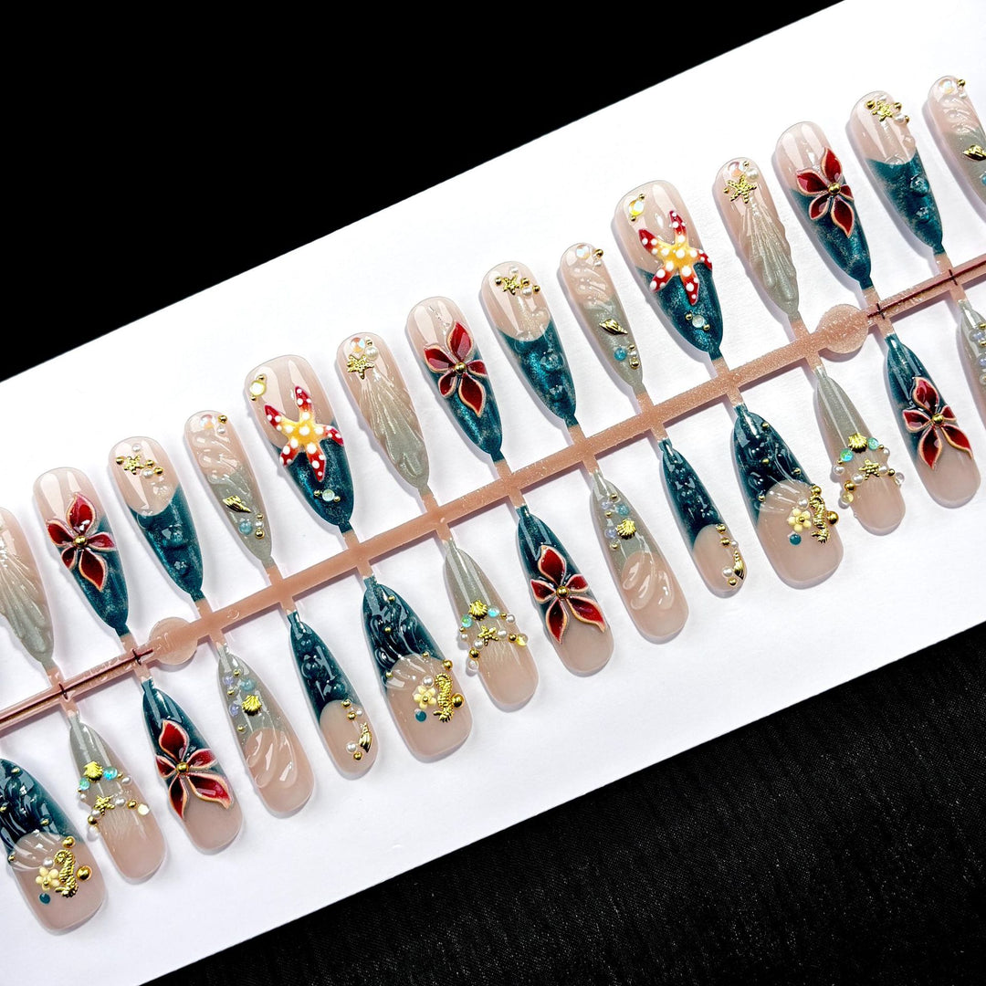 Floral-Embellished Luxury Press-On Nail Set