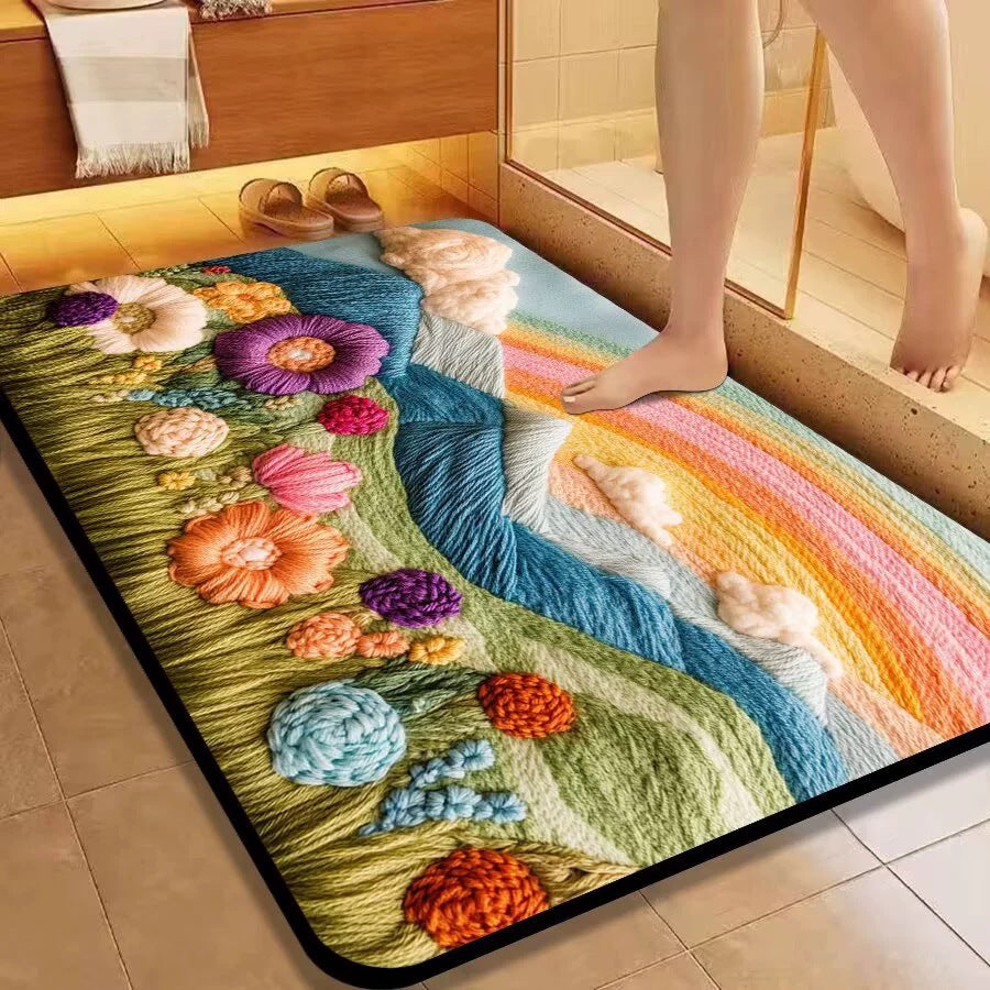 Floral Pattern Bath Mat