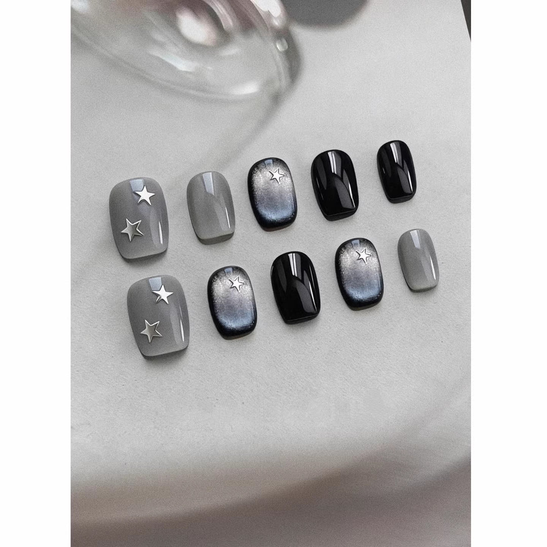 Decorative Press-On Nail Art Set with Star Accents