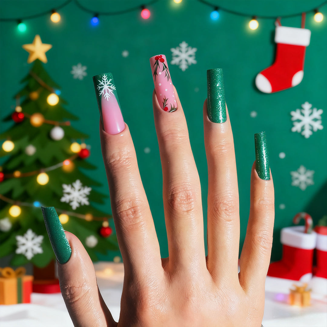 Festive Themed Press-On Nail Art Set Stornfield