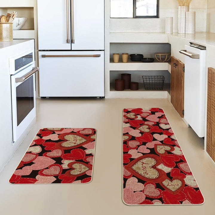Heart-Themed Kitchen Runner Mat Stornfield