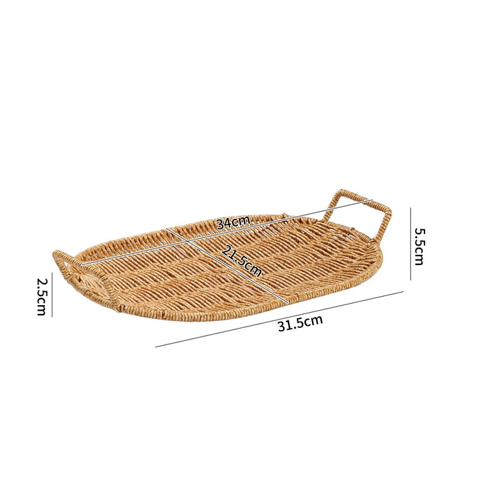 Handwoven Round Serving Tray with Ergonomic Handles Stornfield