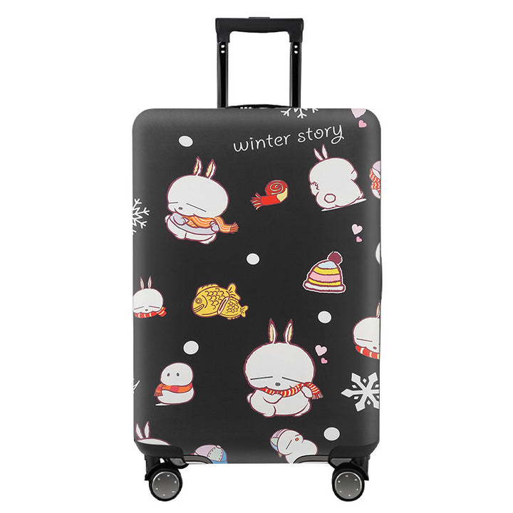 Unisex nan elastic motif suitcase cover made of stretchable polyester with handle and wheel openings Stornfield