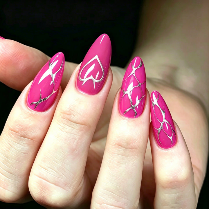 Artificial nails with stylish heart decorations Stornfield