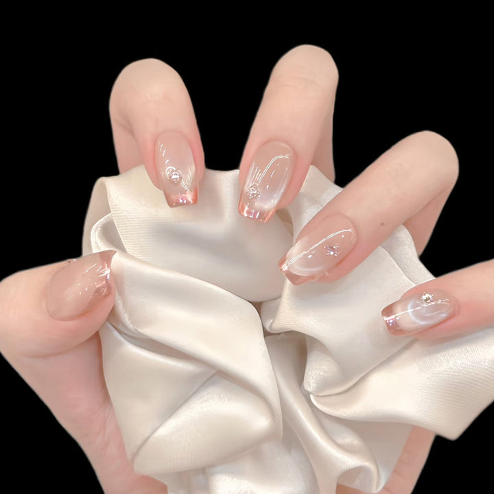 Decorative Press-On Nail Set with Glitter and Rhinestone Accents Stornfield