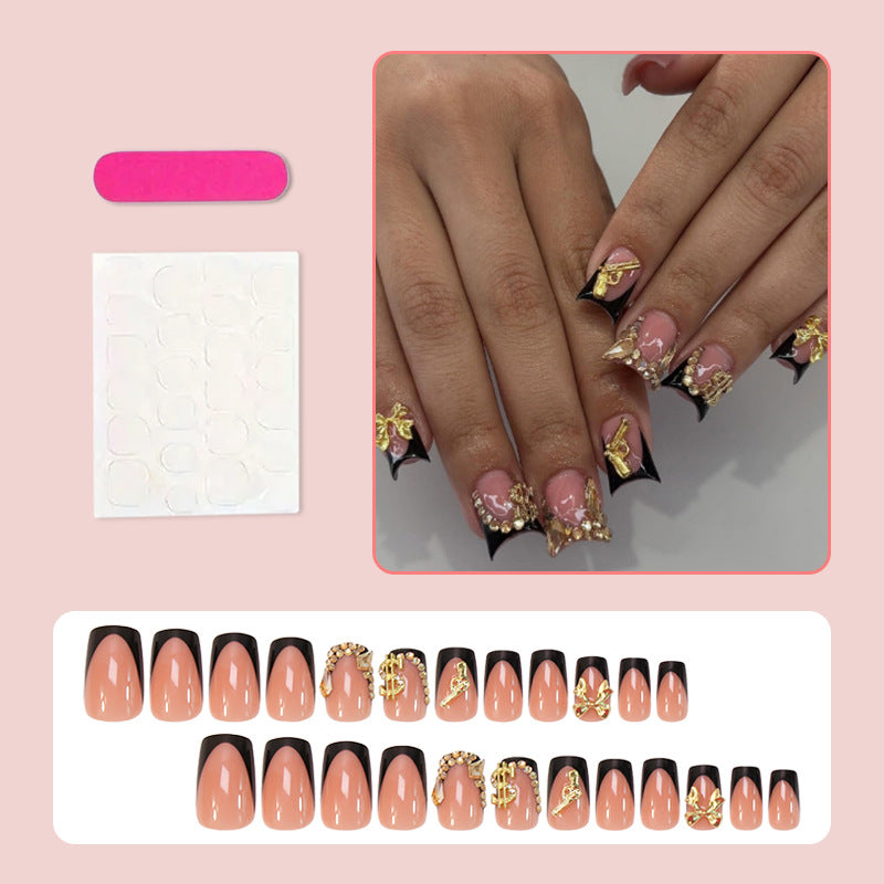 Artificial nail set with luxurious 3D decorations and elegant glitter details Stornfield