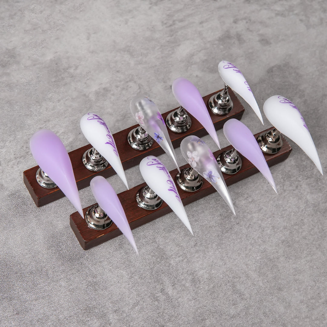 Artistic Stiletto Press-On Nail Set with Floral Accents