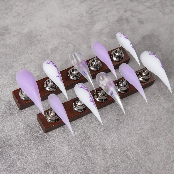 Artistic Stiletto Press-On Nail Set with Floral Accents