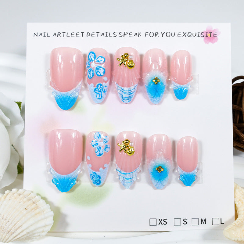 Fake nails set with elegant floral accents Stornfield