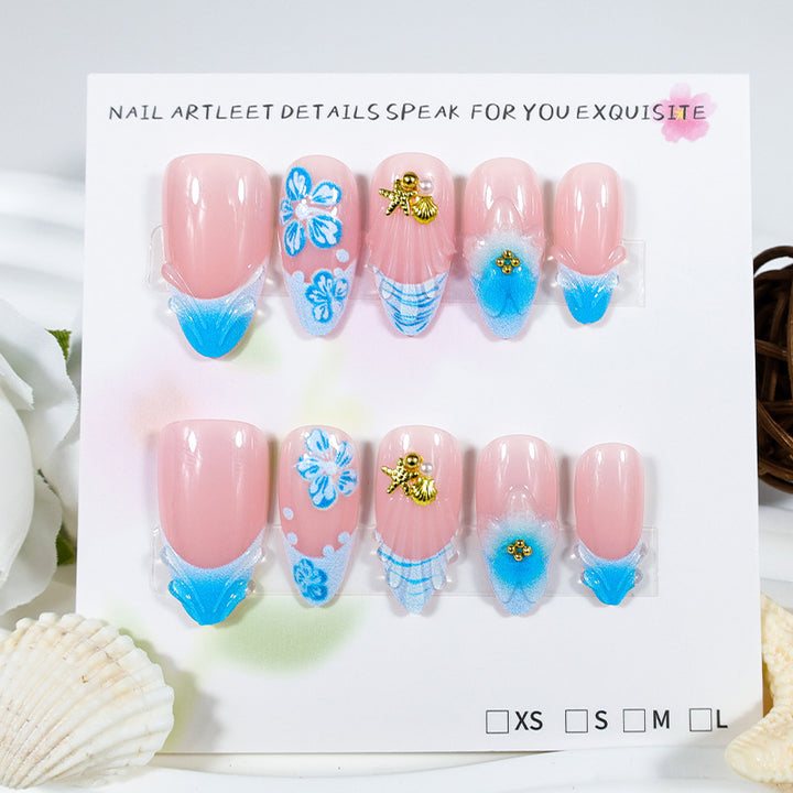 Fake nails set with elegant floral accents Stornfield
