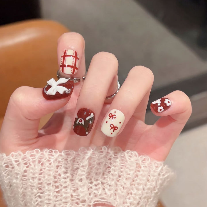 Decorative Press-On Nail Art Set with Unique Patterns Stornfield