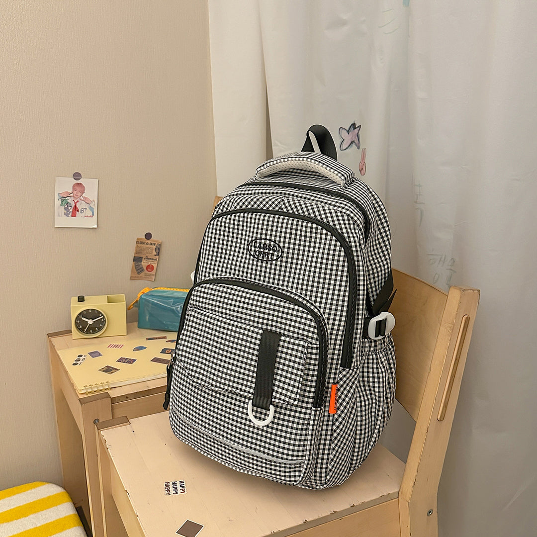 Stylish Checkerboard Pattern Backpack Stornfield 1791205963