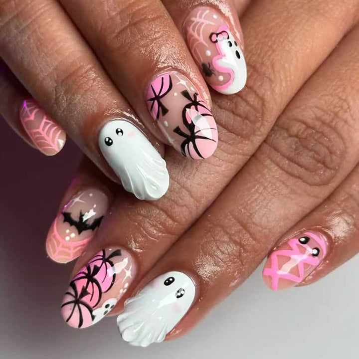 Playful Halloween-Themed Press-On Nail Art Set