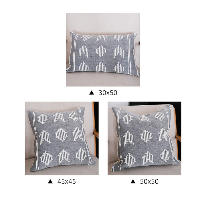 Woven decorative cushion cover with hand-tufted geometric pattern Stornfield