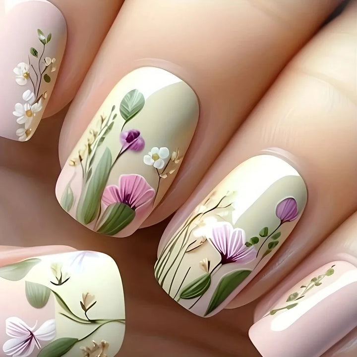 Floral French Tip Acrylic Nail Enhancements Stornfield