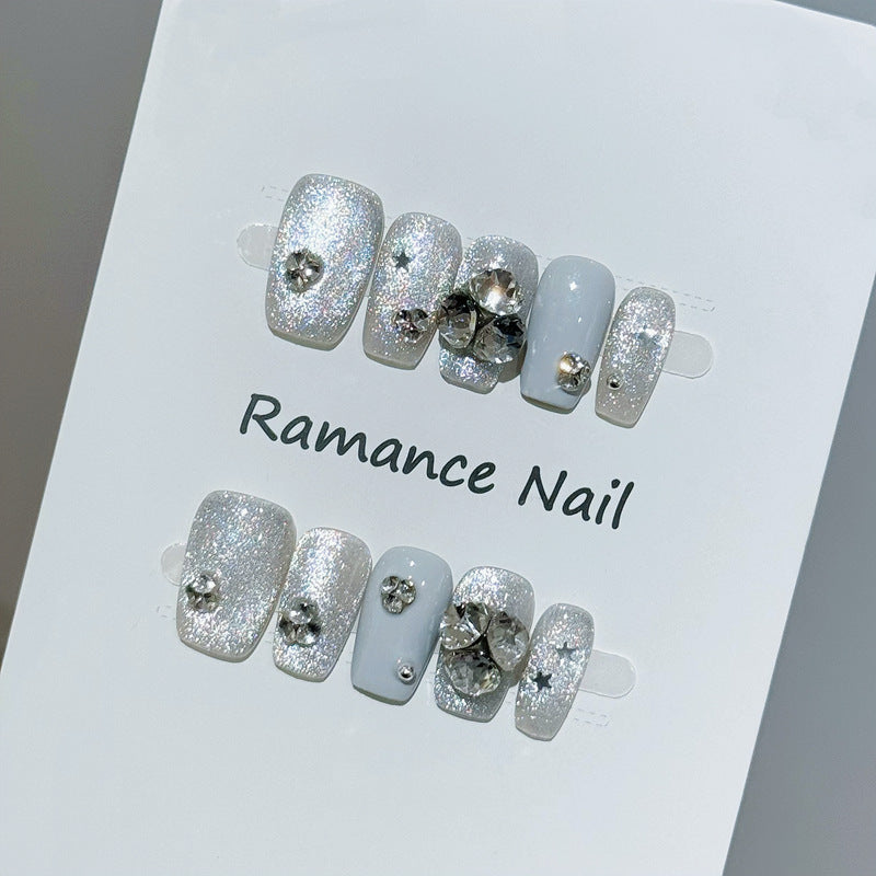 Glamorous Rhinestone-Embellished Press-On Nail Art Stornfield