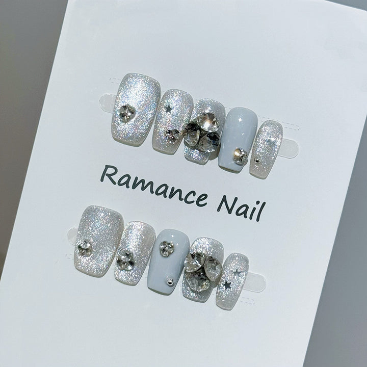 Glamorous Rhinestone-Embellished Press-On Nail Art Stornfield