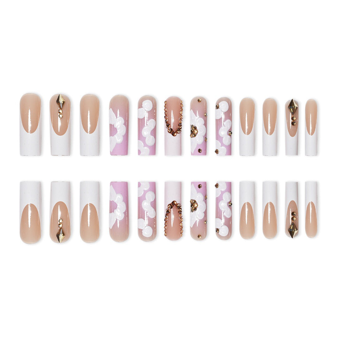 Elegant 3D Floral Press-On Nail Art Stornfield