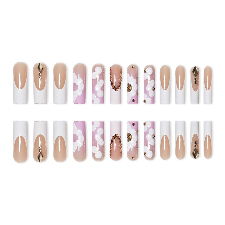 Elegant 3D Floral Press-On Nail Art Stornfield