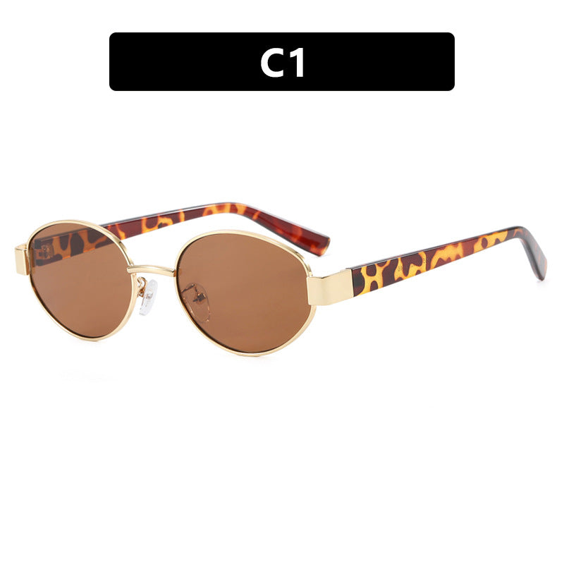 Ladies fashionable sunglasses with exclusive leopard print and elegant metal frame Stornfield