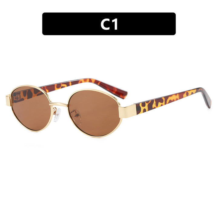 Ladies fashionable sunglasses with exclusive leopard print and elegant metal frame Stornfield