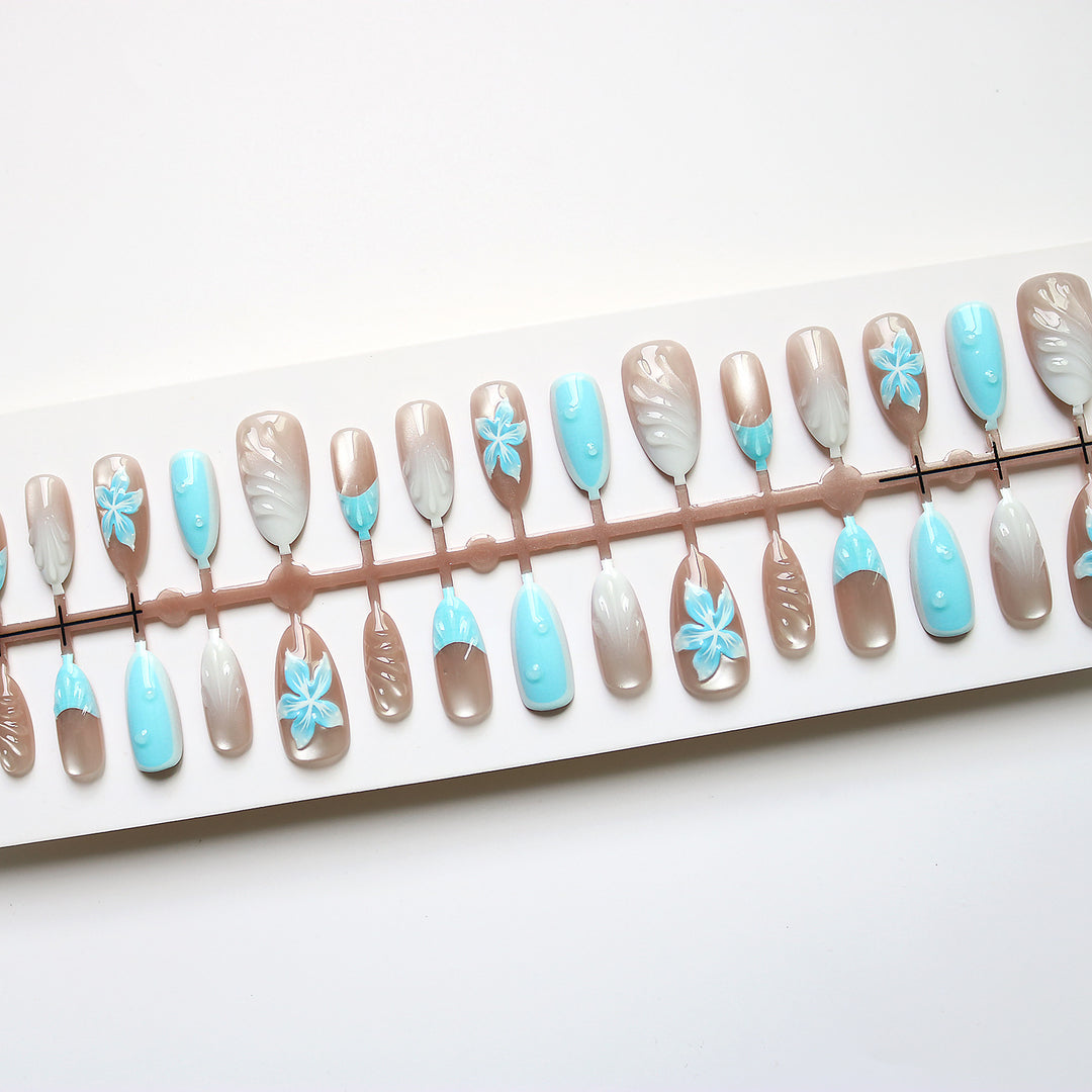Tropical-Inspired Decorative Press-On Nail Art Stornfield