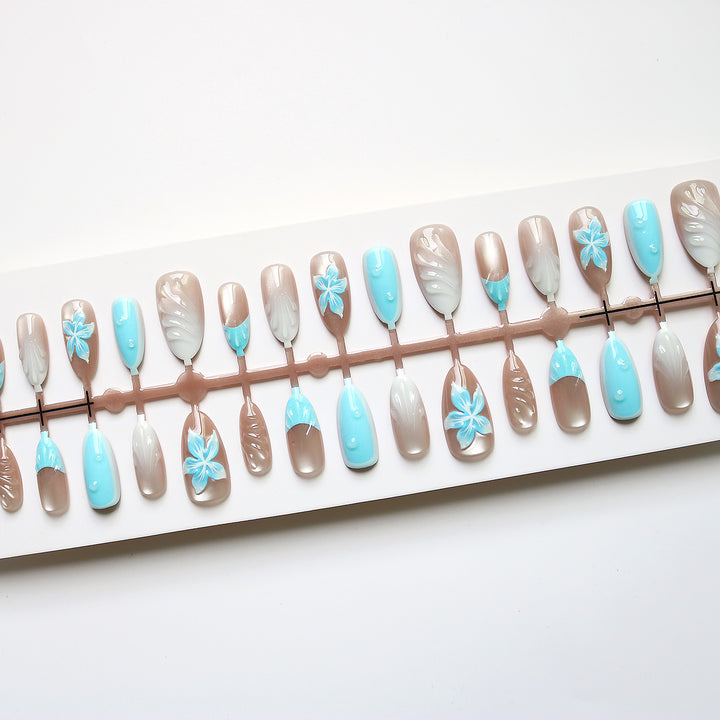 Tropical-Inspired Decorative Press-On Nail Art Stornfield