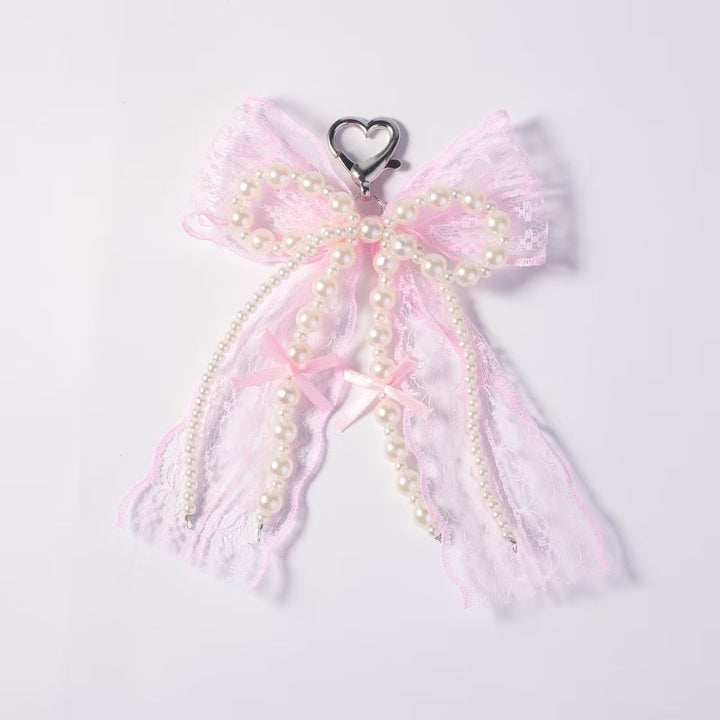 Elegant Pearl and Lace Charm Keychain Stornfield