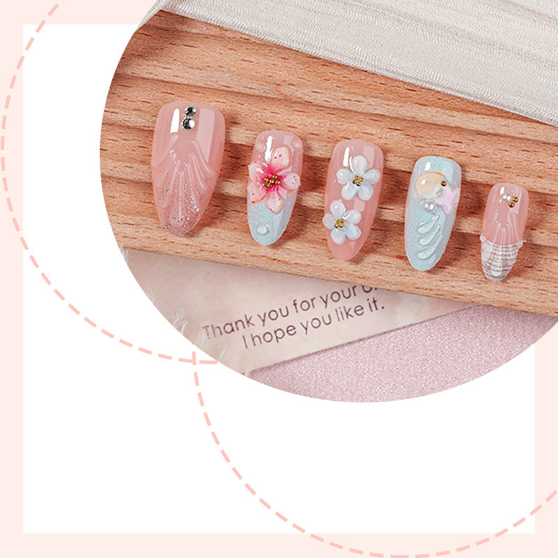 Artistic Ocean-Themed Press-On Nail Set Stornfield