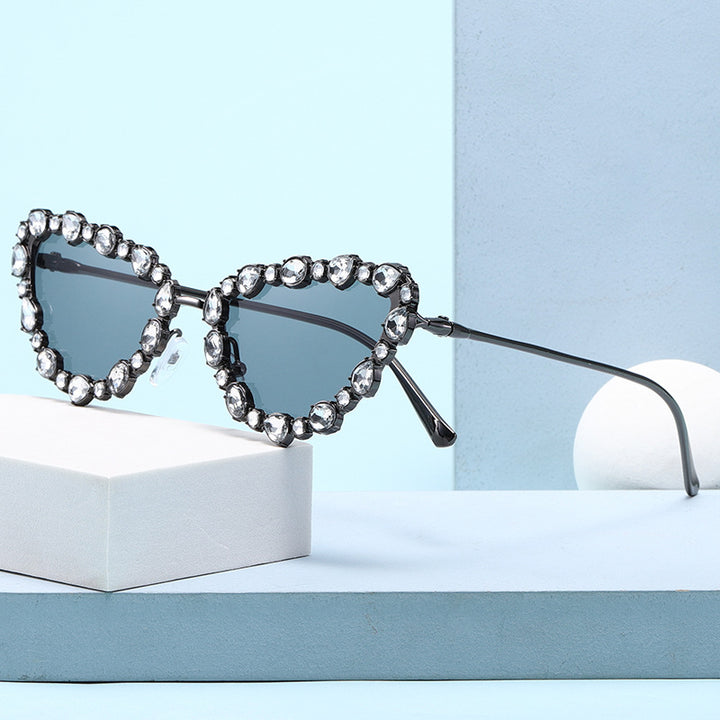 Women's Heart-Shaped Designer Sunglasses with Glamorous Crystal Frame Stornfield