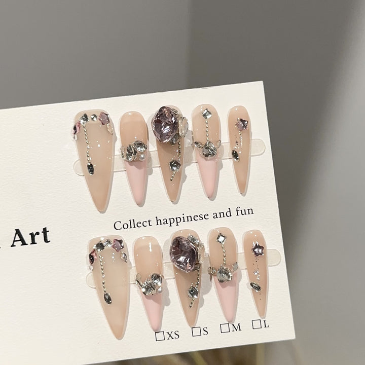 Elegant Rhinestone-Embellished Press-On Nails 1790730559
