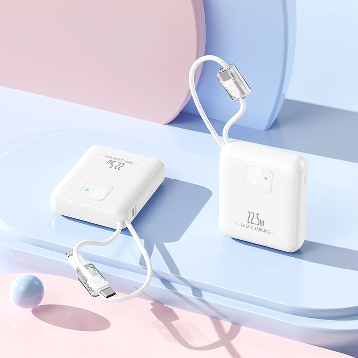 Slim power bank with integrated fast charging port and digital battery level indicator Stornfield
