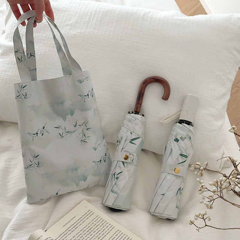 Women's shopping bag with integrated foldable umbrella Stornfield