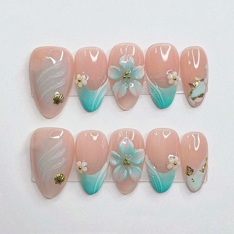 Decorative Floral Press-On Nails Set