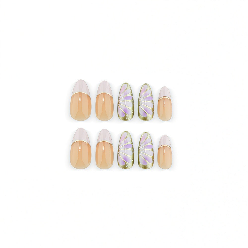 Artificial nails with luxurious gold edge and filigree design Stornfield