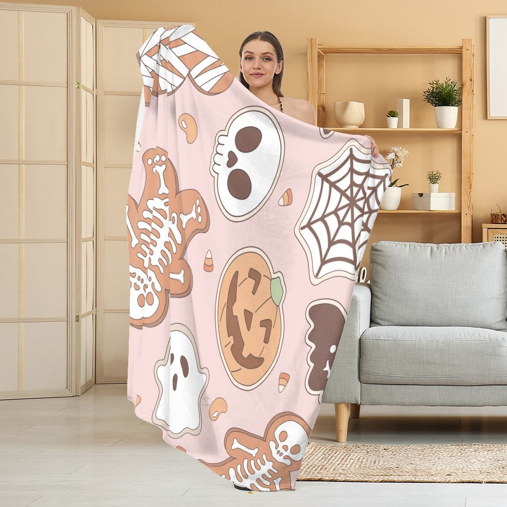 Cozy Halloween-Themed Fleece Blanket