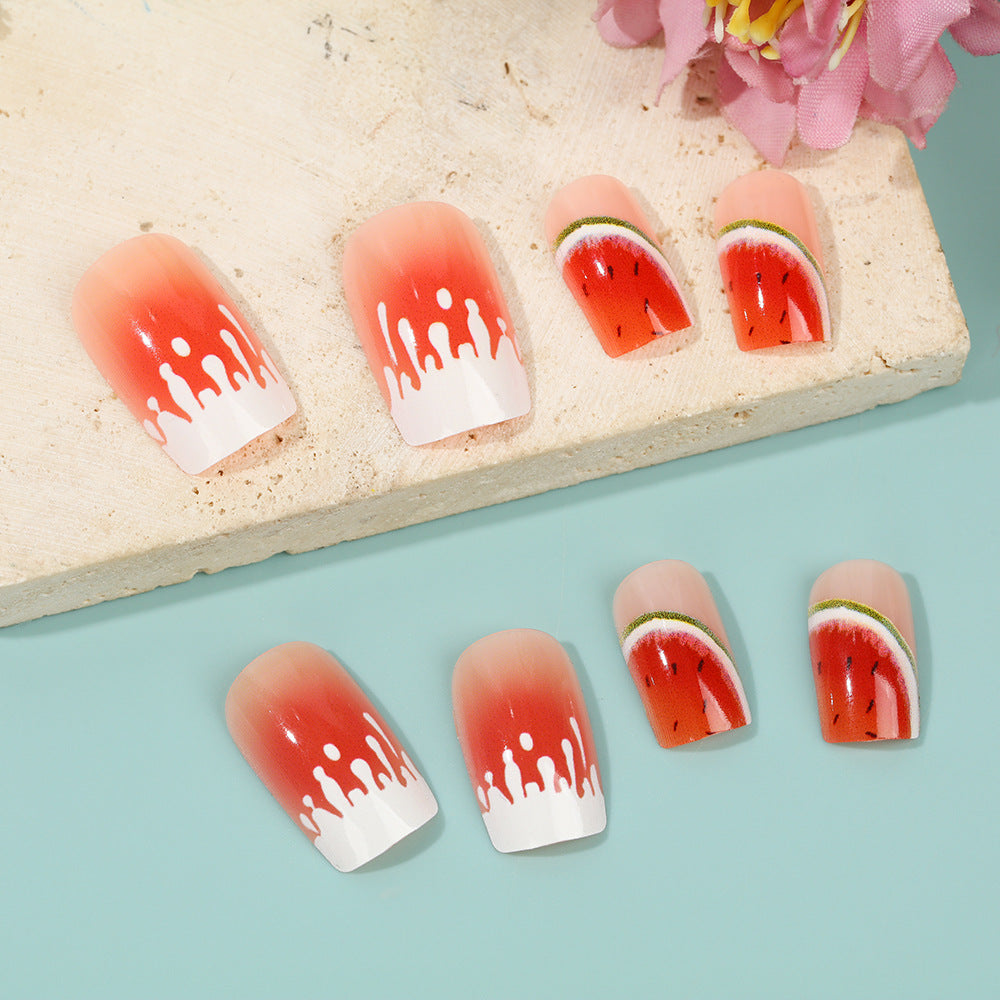Artificial nails in stylish watermelon design Stornfield