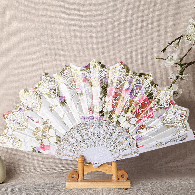 Ladies Elegant Hand Fan with Intricate Floral Patterns Stornfield