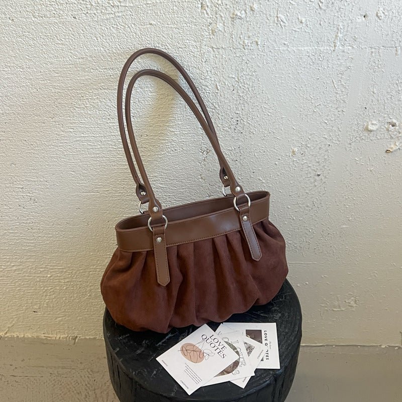 Gathered Suede Handbag